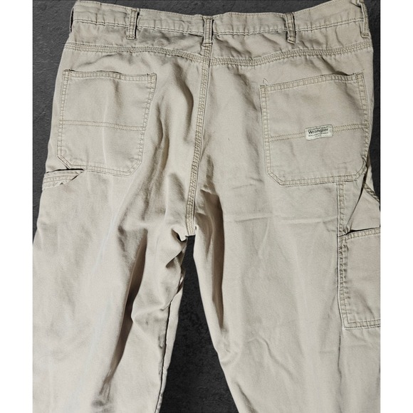 Wrangler Pants Mens 38x32 Brown Cargo Fleece Lined Workwear Carpenter Utility - Picture 9 of 10